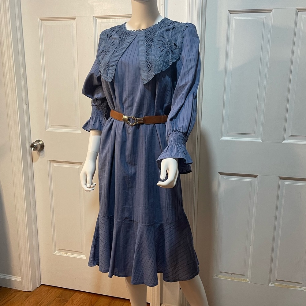 Lace Collar Dress Blue
